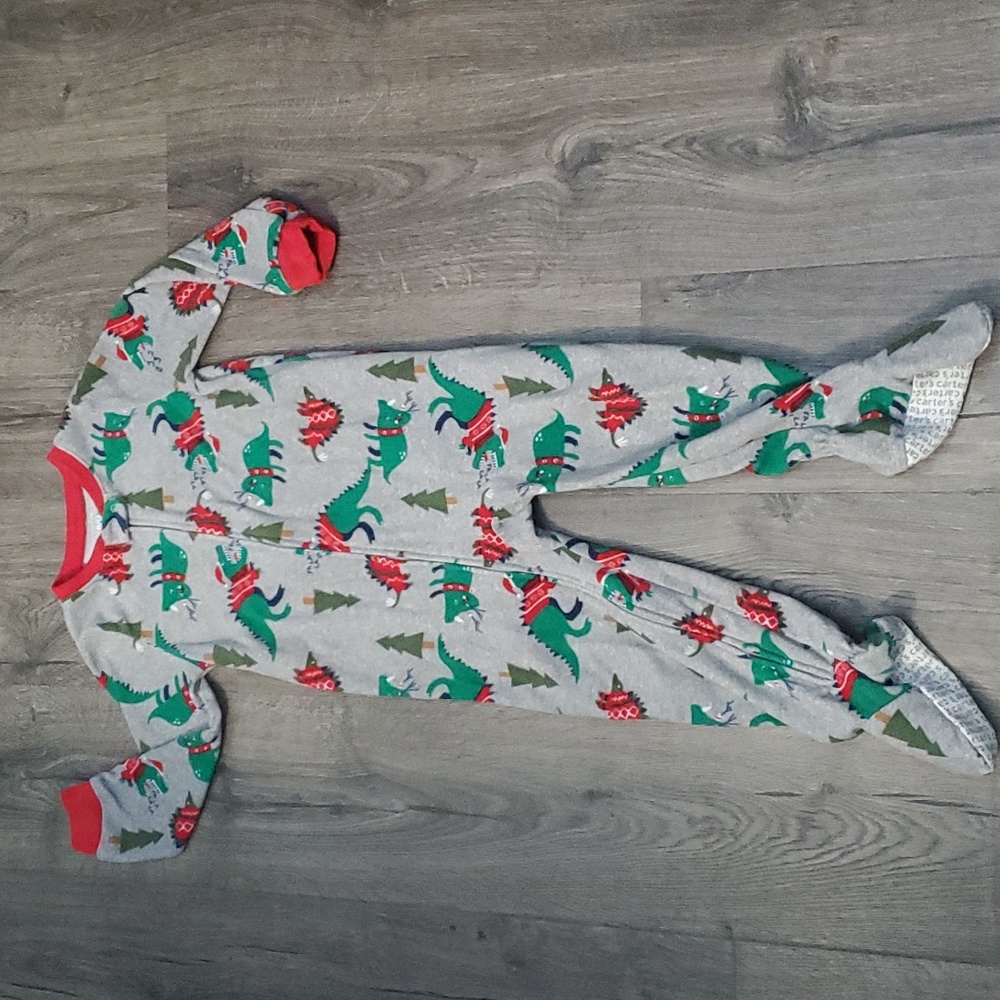 Carters Christmas dinosaur pajamas